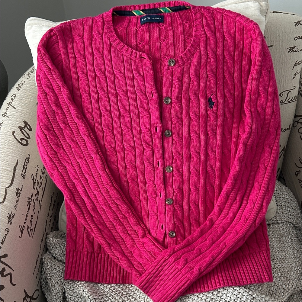 Ralph Lauren Pink Cable Knit Cardigan